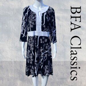 BFA Classics | Vintage Floral Dress | Black & White | EUC | 14P